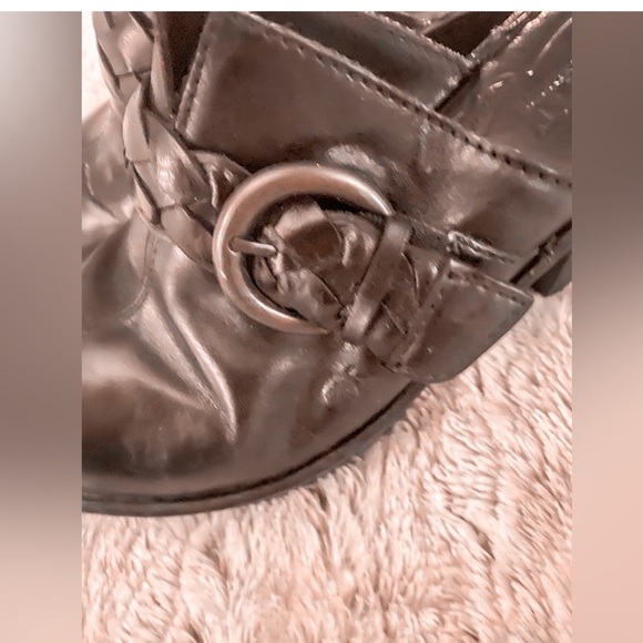 BORN GOOD CONDITION BLACK  MULE LOAFER 8M HIGH HEEL BLACK WITH BRAID AND BUCKLE - Picture 4 of 11